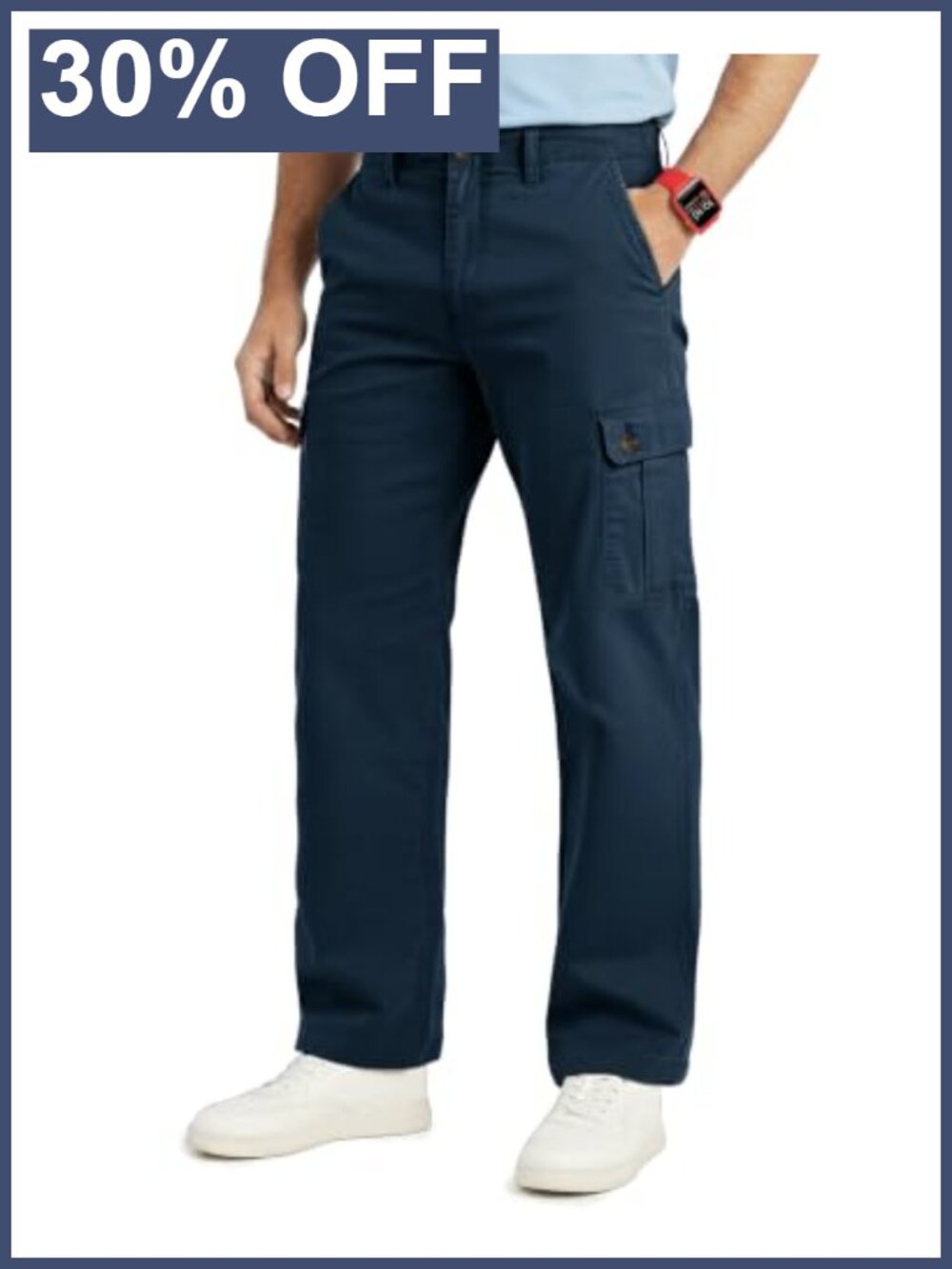 Men's Cotton Stretch Cargo Pants Relaxed Fit High Rise Straight Leg